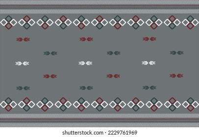 Oriental ethnic seamless pattern traditional background Design for carpet,wallpaper,clothing,wrapping,batik,fabric,Vector illustration embroidery style. Grey background.