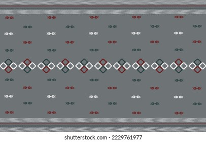 Oriental ethnic seamless pattern traditional background Design for carpet,wallpaper,clothing,wrapping,batik,fabric,Vector illustration embroidery style. Grey background.