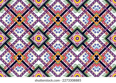 Patrón étnico oriental sin fisuras de fondo tradicional Diseño para alfombras, papel pintado, ropa, envoltura, batik, tela,Estilo de bordado de ilustración vectorial. 