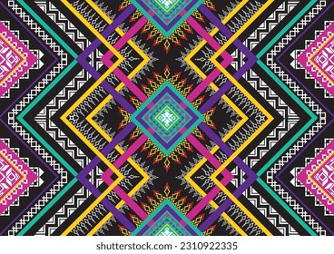 Oriental ethnic seamless pattern traditional background Design for carpet, wallpaper, clothing, wrapping, batik, fabric, Vector illustration embroidery style.