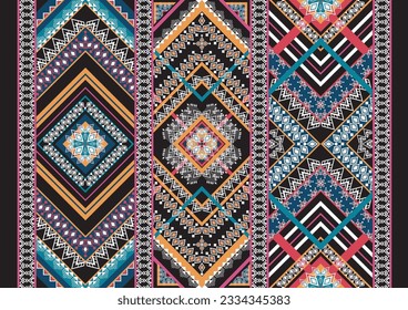 
Patrón étnico oriental sin fisuras de fondo tradicional Diseño para alfombras, papel pintado, ropa, envoltura, batik, tela, ilustración vectorial estilo bordado.