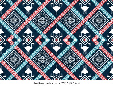 Oriental ethnic seamless pattern traditional background Design for carpet, wallpaper, clothing, wrapping, batik, fabric, Vector illustration embroidery style.