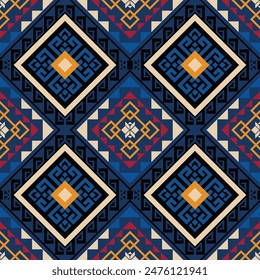 Oriental ethnic seamless pattern traditional background Design for carpet, wallpaper, clothing, wrapping, batik, fabric, Vector illustration embroidery style.