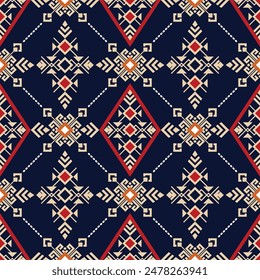 Oriental ethnic seamless pattern traditional background Design for carpet, wallpaper, clothing, wrapping, batik, fabric, Vector illustration embroidery style.