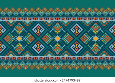 Oriental ethnic seamless pattern traditional background Design for carpet, wallpaper, clothing, wrapping, batik, fabric, Vector illustration embroidery style.