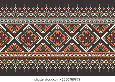 Oriental ethnic seamless pattern traditional background Design for carpet, wallpaper, clothing, wrapping, batik, fabric, Vector illustration embroidery style.