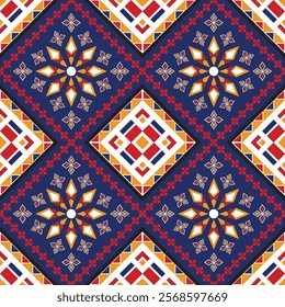 Oriental ethnic seamless pattern traditional background Design for carpet, wallpaper, clothing, wrapping, batik, fabric, Vector illustration embroidery style.