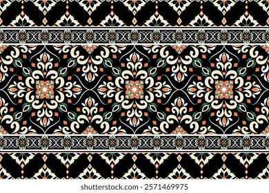 Oriental ethnic seamless pattern traditional background Design for carpet, wallpaper, clothing, wrapping, batik, fabric, Vector illustration embroidery style.