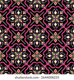 Oriental ethnic seamless pattern traditional background Design for carpet, wallpaper, clothing, wrapping, batik, fabric, Vector illustration embroidery style.

