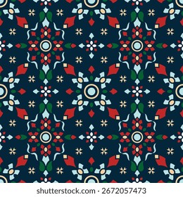 Oriental ethnic seamless pattern traditional background Design for carpet, wallpaper, clothing, wrapping, batik, fabric, Vector illustration embroidery style.