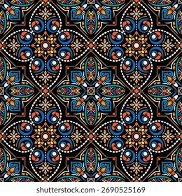Oriental ethnic seamless pattern traditional background Design for carpet, wallpaper, clothing, wrapping, batik, fabric, Vector illustration embroidery style.

