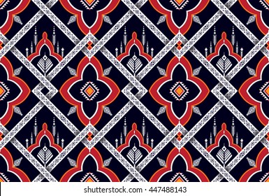 Oriental ethnic seamless pattern traditional background Design for carpet,wallpaper,clothing,wrapping,batik,fabric,Vector illustration embroidery style. 