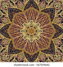 Oriental filigree pattern.  Colorful background. Template for textile, carpet, shawl.