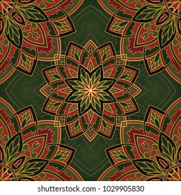 Oriental filigree pattern of mandala. Vector colorful background. Template for textile, carpet, wallpaper, shawls.