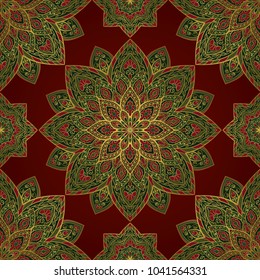 Oriental filigree pattern of mandala. Vector colorful background. Template for textile, carpet, wallpaper, shawls.