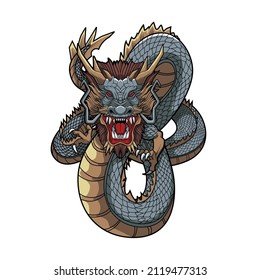oriental flame dragon vector illustration design