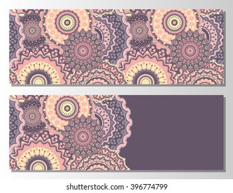Oriental Flayer template design. Abstract Retro Ornate Mandala Background for greeting card, Brochure, Card or Invitation with Arabic, Indian, Ottoman, Asian motifs. Flyer artwork design