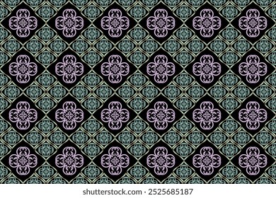 Oriental flora damask seamless pattern embroidery, Indian style,  art ornament print.  Design for tile, carpet, cover, wallpaper, wrapping paper, fabric, clothing, bag, and decoration.