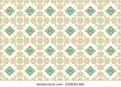 Oriental flora damask seamless pattern embroidery, art ornament print.  Design for tile, carpet, cover, wallpaper, wrapping paper, fabric, clothing, bag, and decoration.