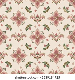 Oriental Flora Damask Padrão Sem Costura Bordado. Estilo indiano. Impressão de Ornamento de Arte. Design para tapete, tampa, papel de parede, envoltório, tecido e roupas.