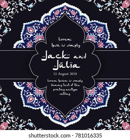 Oriental flora mandala pattern. Business Card. Vector illustration