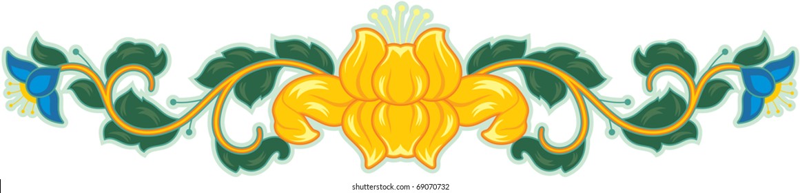 Oriental Floral Design Element