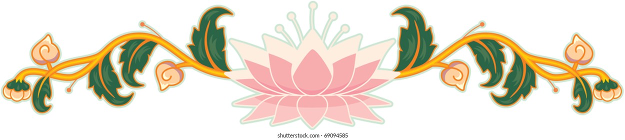 Oriental Floral Design Element