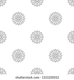 Oriental floral fabric print in black, white colours. Allover folk vector pattern for adult colouring book, interior, wallpaper, apparel textile, phone case. Eastern linear geometric flower design