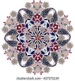 Oriental floral mandala. Persian mandala isolated on white background