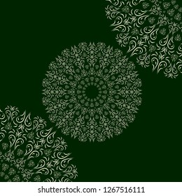 Oriental floral ornament, mandala on a dark blue background for your design. Vector illustration.