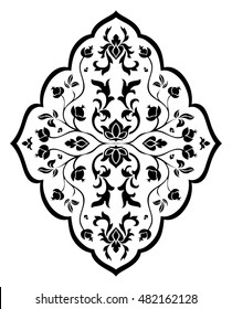 Oriental floral ornament. Template for carpet, textile and any surface. Vector black pattern on a white background. Design element.