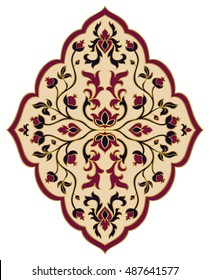 Oriental, floral ornament. Templates for carpets, textiles and any surface. Vector pattern of gold contour on a white background. Design element.