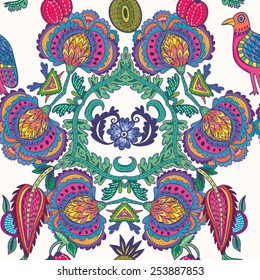 Oriental Ve?tor Floral pattern. Bright abstract background.  Bright illustration, can be used for creating card, invitation card for wedding,wallpaper and textile.