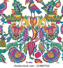 Oriental Ve?tor Floral pattern. Bright abstract background.  Bright illustration, can be used for creating card, invitation card for wedding,wallpaper and textile.