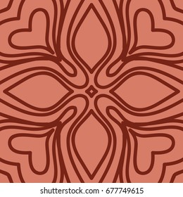 oriental floral pattern. mandala design. vector illustration. hand drawn kaleidoscope background. red brick color