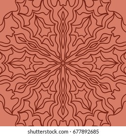 oriental floral pattern. mandala design. vector illustration. hand drawn kaleidoscope background. red brick color