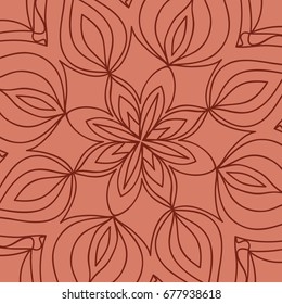 oriental floral pattern. mandala design. vector illustration. hand drawn kaleidoscope background. red brick color