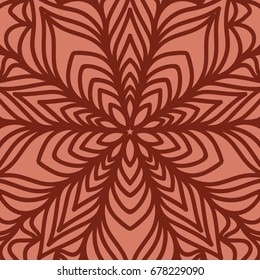 oriental floral pattern. mandala design. vector illustration. hand drawn kaleidoscope background. red brick color