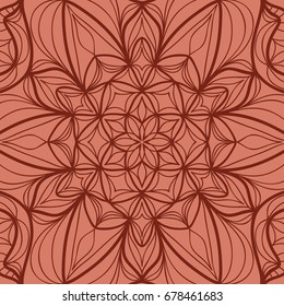 oriental floral pattern. mandala design. vector illustration. hand drawn kaleidoscope background. red brick color