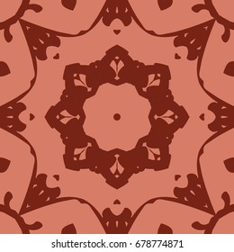 oriental floral pattern. mandala design. vector illustration. hand drawn kaleidoscope background. red brick color