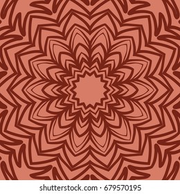 oriental floral pattern. mandala design. vector illustration. hand drawn kaleidoscope background. red brick color