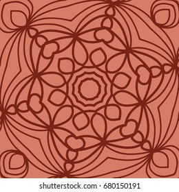 oriental floral pattern. mandala design. vector illustration. hand drawn kaleidoscope background. red brick color