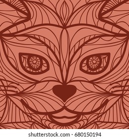 oriental floral pattern. mandala design. vector illustration. hand drawn kaleidoscope background. red brick color