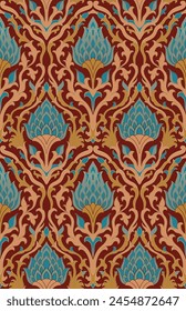 Patrón floral oriental. Plantilla para alfombras, textiles y cualquier superficie. Adorno de Vector sin costuras.