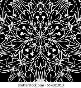 oriental floral pattern. vector illustration. hand drawn kaleidoscope background