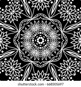 oriental floral pattern. vector illustration. hand drawn kaleidoscope background