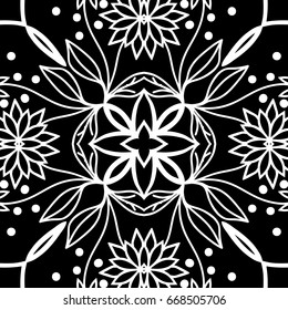 oriental floral pattern. vector illustration. hand drawn kaleidoscope background