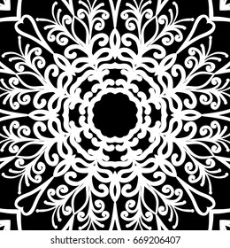 oriental floral pattern. vector illustration. hand drawn kaleidoscope background