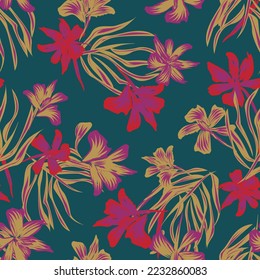 Oriental Floral seamless pattern background for fashion textiles, graphics, backgrounds and crafts