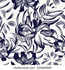 Fondo de patrón ininterrumpido de floral oriental para textiles de moda, gráficos, antecedentes y artesanías